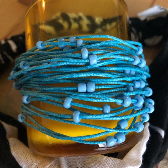 Blue Cotton & Glass Bead Bracelet 💙 Fair Trade 💙 - Picture 2 of 6